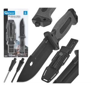 Тактически нож с кобур с магнезиева запалка и компас G01890