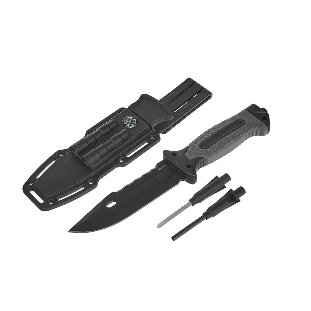 Тактически нож с кобур с магнезиева запалка и компас G01890