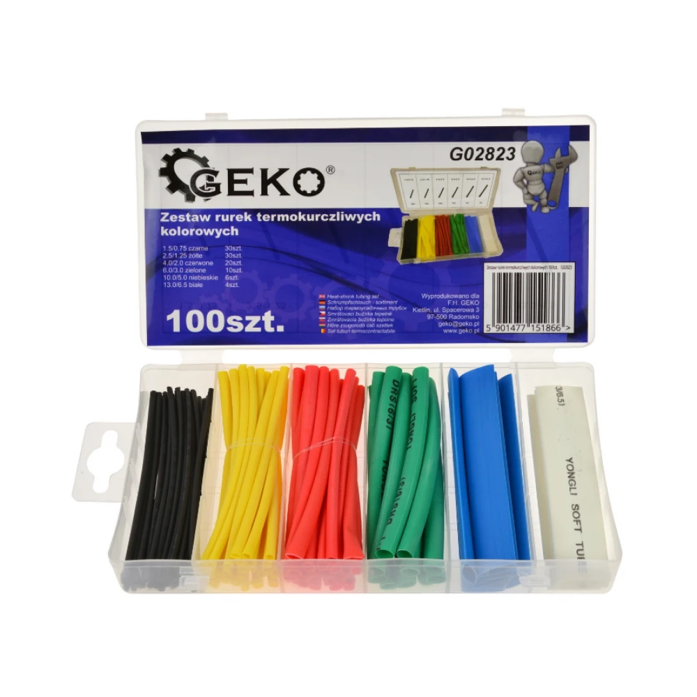 Комплект цветни термосвиваеми тръби 100 бр. GEKO G02823