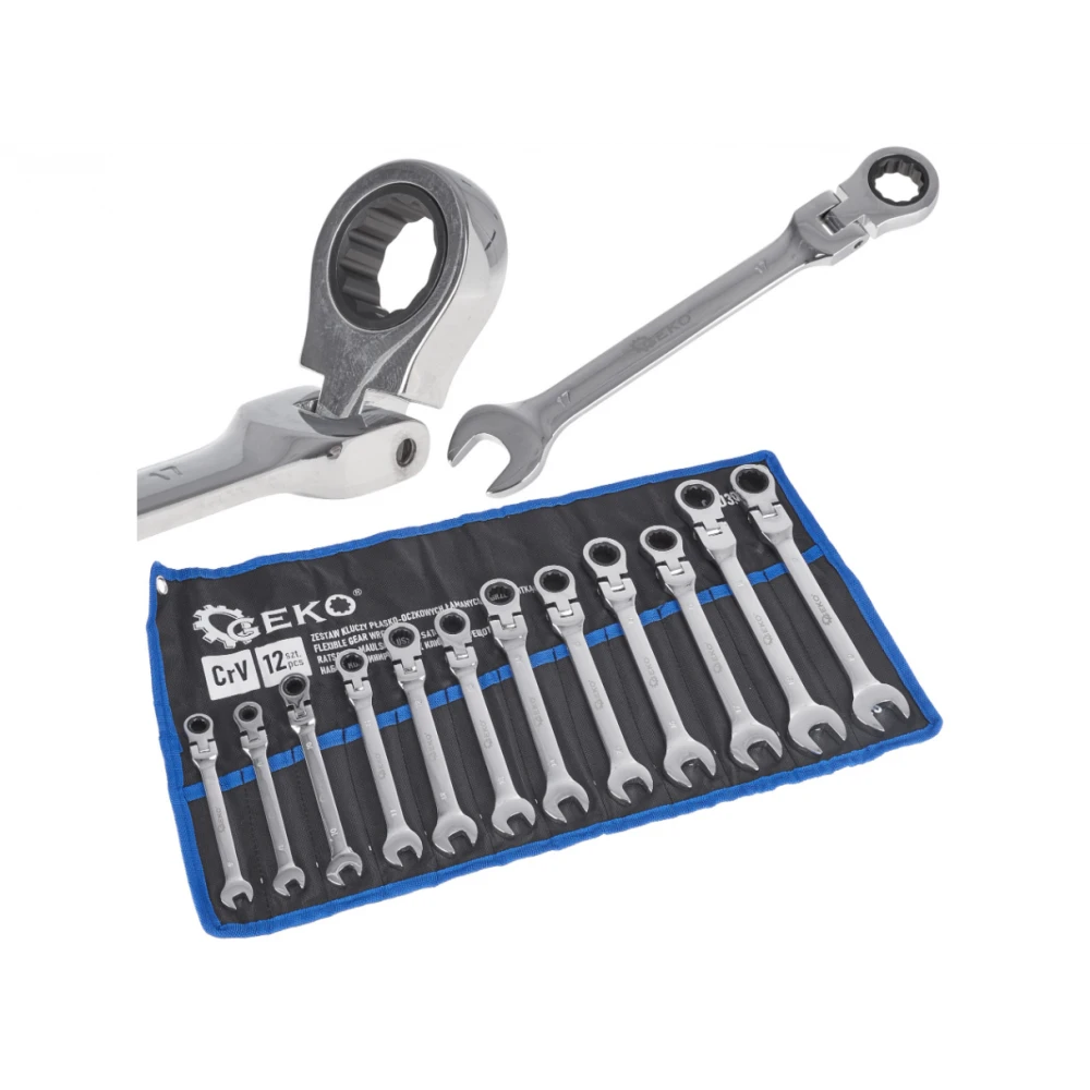 Комплект комбинирани гаечни ключове с тресчотка от 12 части, 8-19 мм - G10337