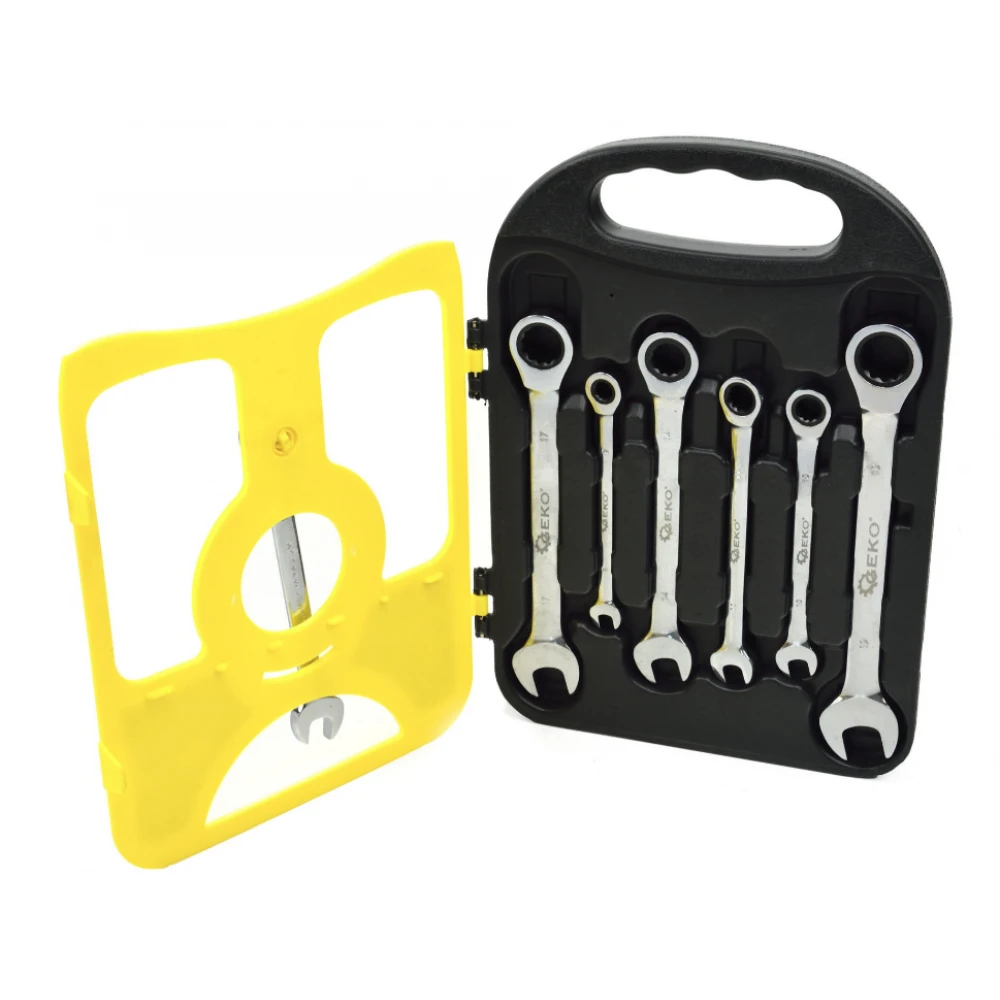 Комплект гаечни ключове с тресчотка 7 бр. 8-19 мм GEKO G10340