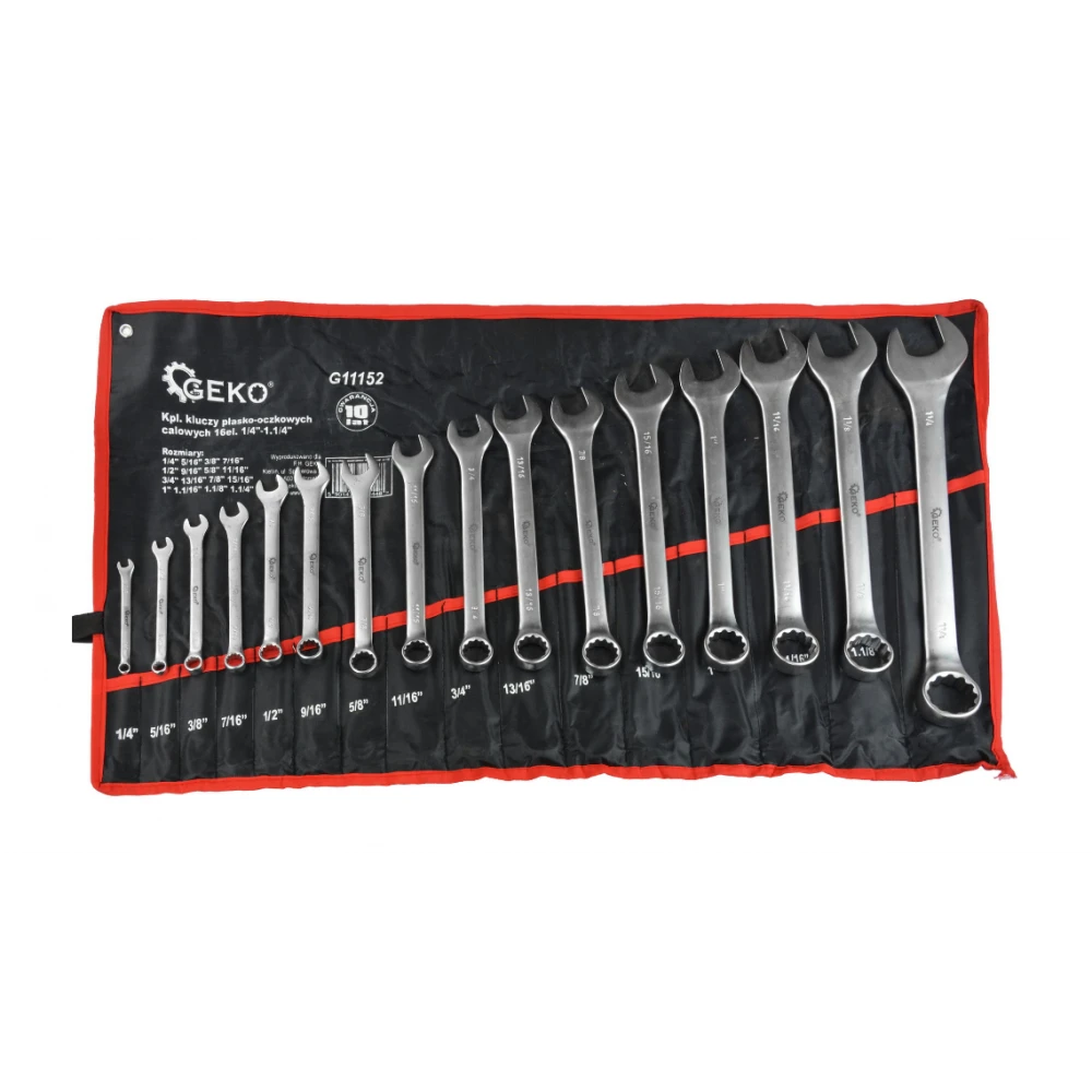 Комплект комбинирани гаечни ключове 16 броя 1/4"-1.1/4", Cr-V - G11152