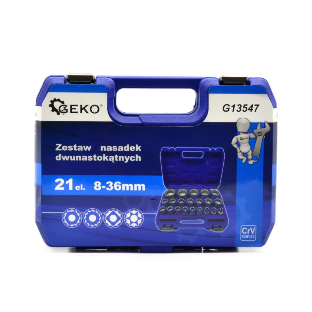 Комплект фасунги 21 бр. 12-точков 8-36 мм CRV 50 BV 30 - GEKO G13547