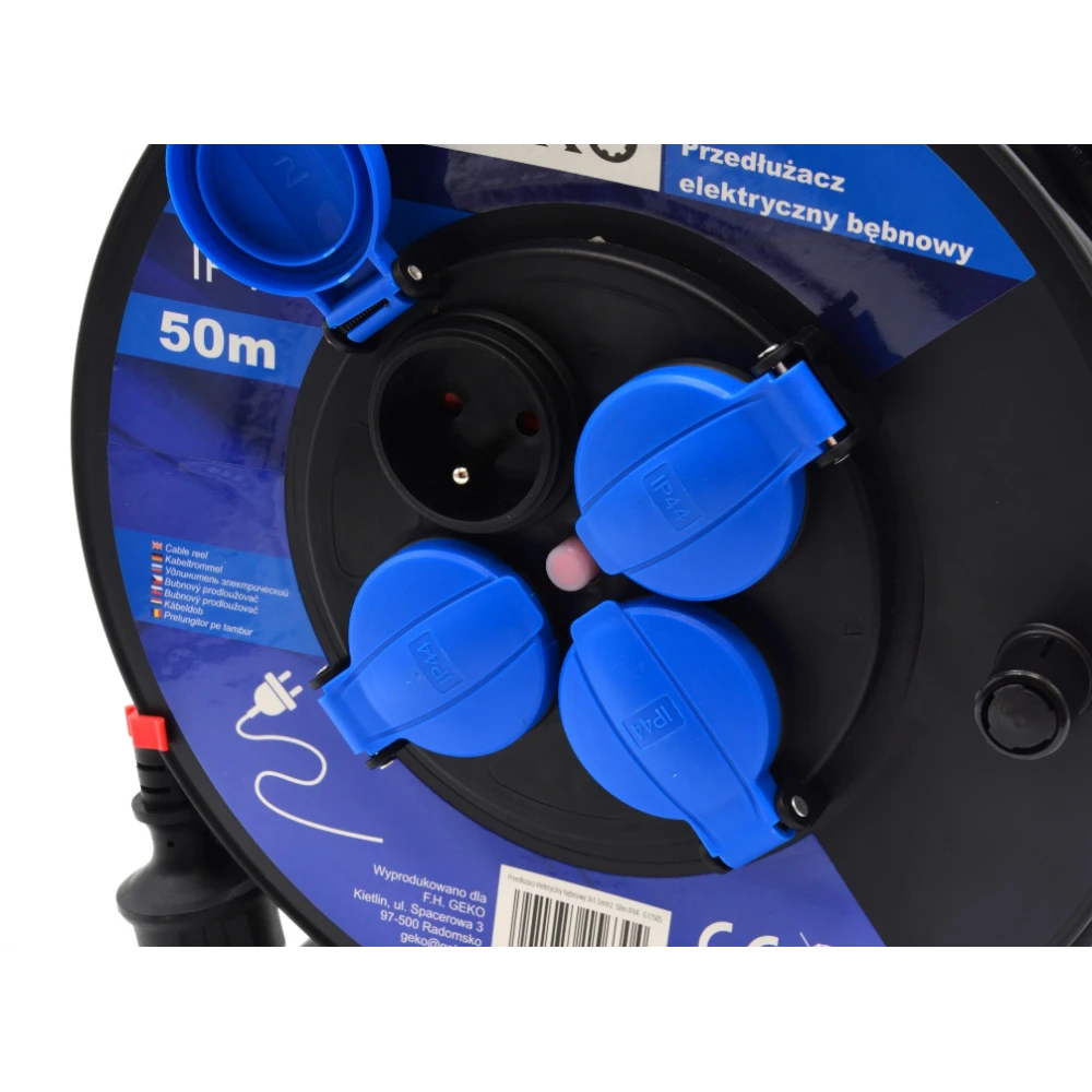 Удължител на макара с кабел, 50 метра, IP44, 3x1.5 мм² - G17505