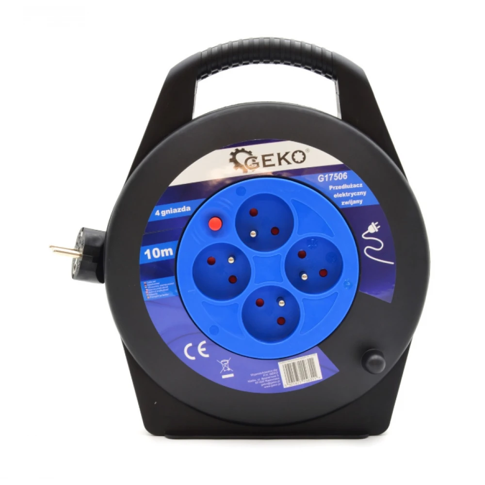 Изтеглящ се електрически удължител с 4 гнезда, 10 м GEKO G17506
