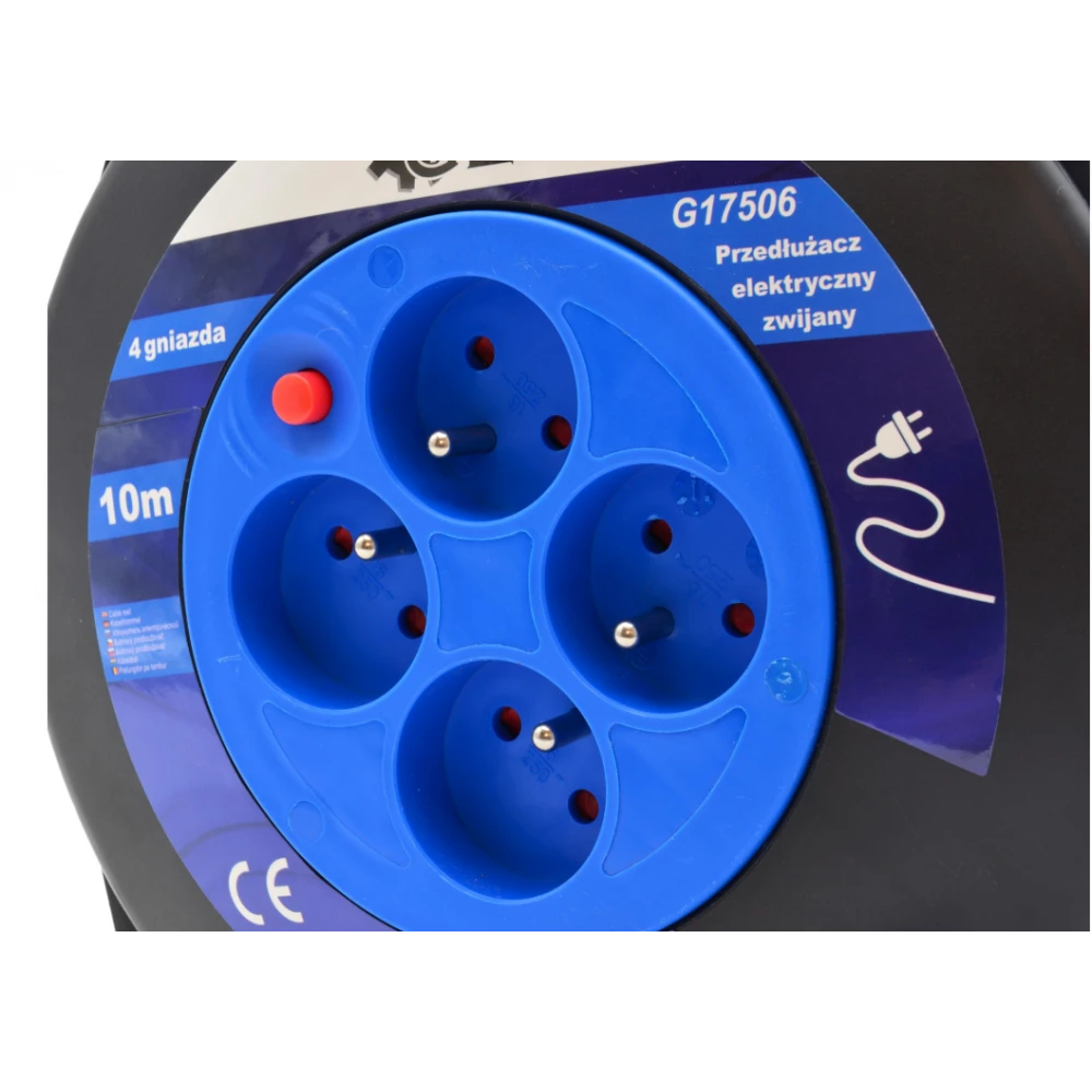 Изтеглящ се електрически удължител с 4 гнезда, 10 м GEKO G17506