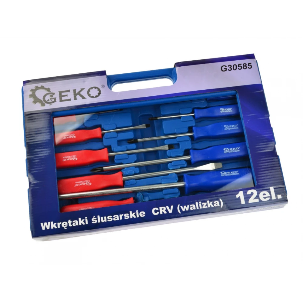 Комплект ударни отвертки 12 броя CRV в куфар GEKO G30585