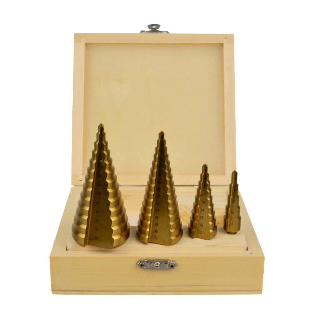 Комплект конични свредла HSS TiN 4 бр. (4-12,4-20,4-32,4-39) - GEKO G38503