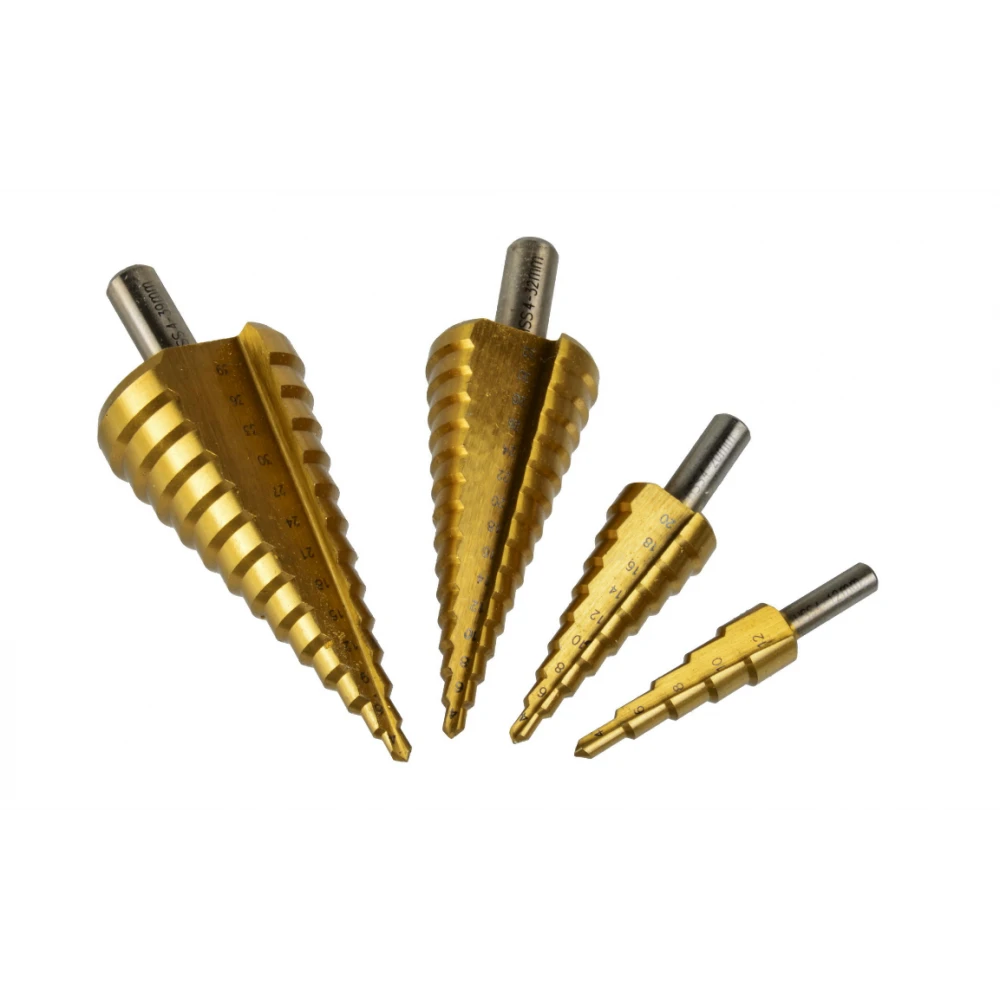 Комплект конични свредла HSS TiN 4 бр. (4-12,4-20,4-32,4-39) - GEKO G38503