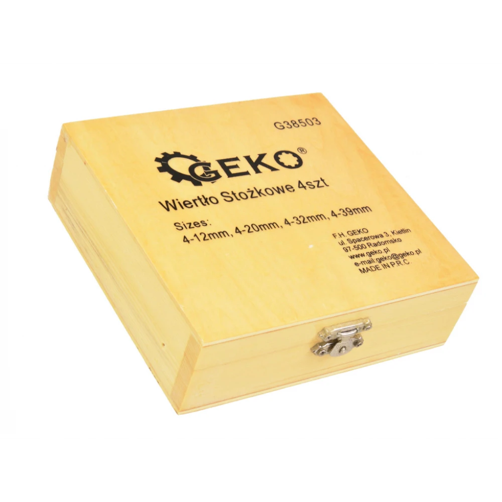 Комплект конични свредла HSS TiN 4 бр. (4-12,4-20,4-32,4-39) - GEKO G38503