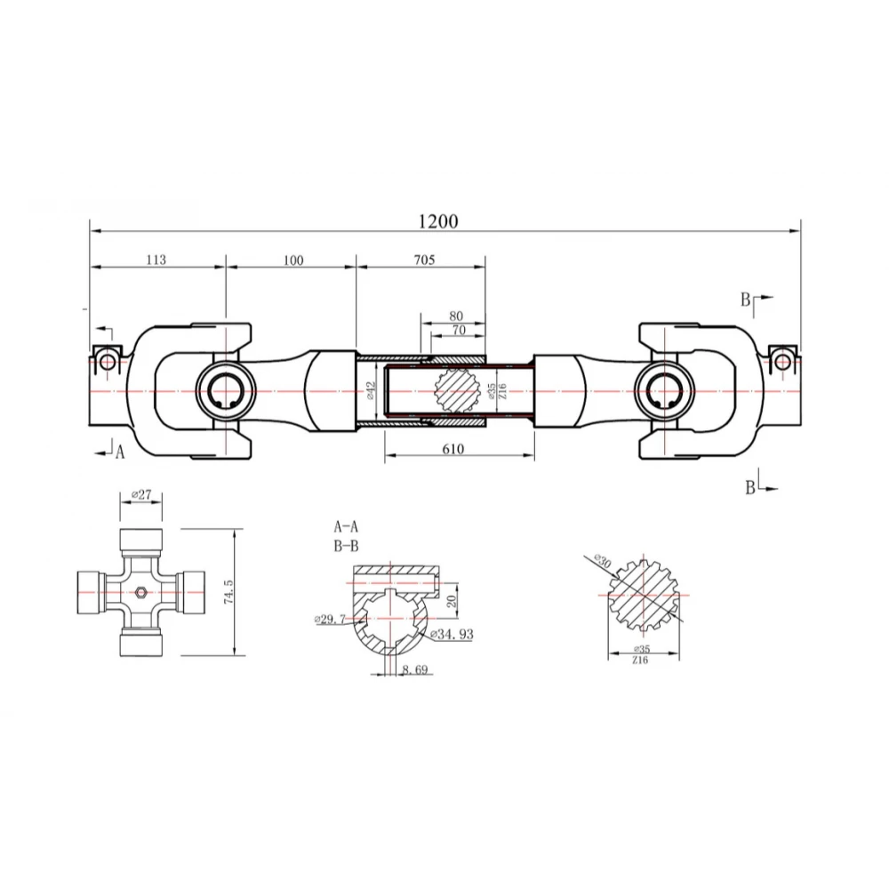 Карданен вал за селскостопанска техника 120 см - GEKO G72312