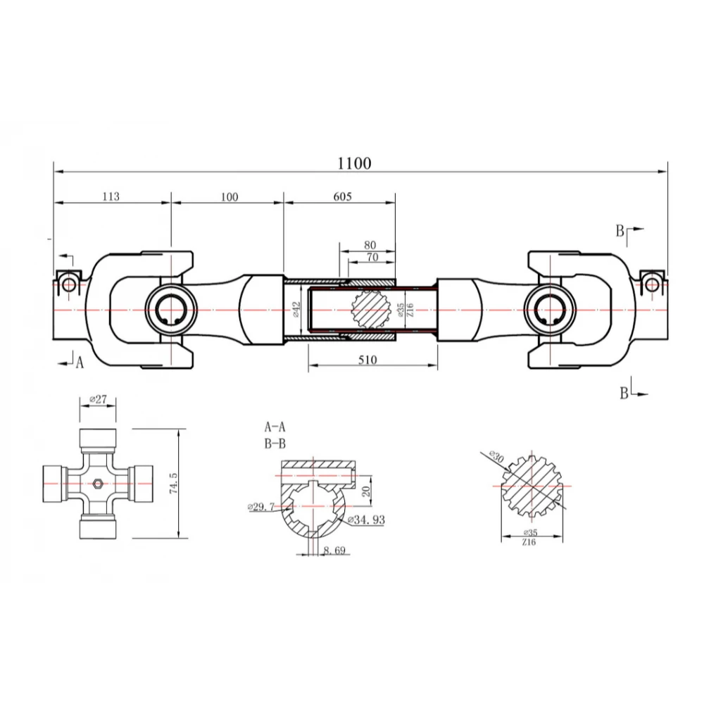 Карданен вал за селскостопанска техника 110 см - GEKO G72315