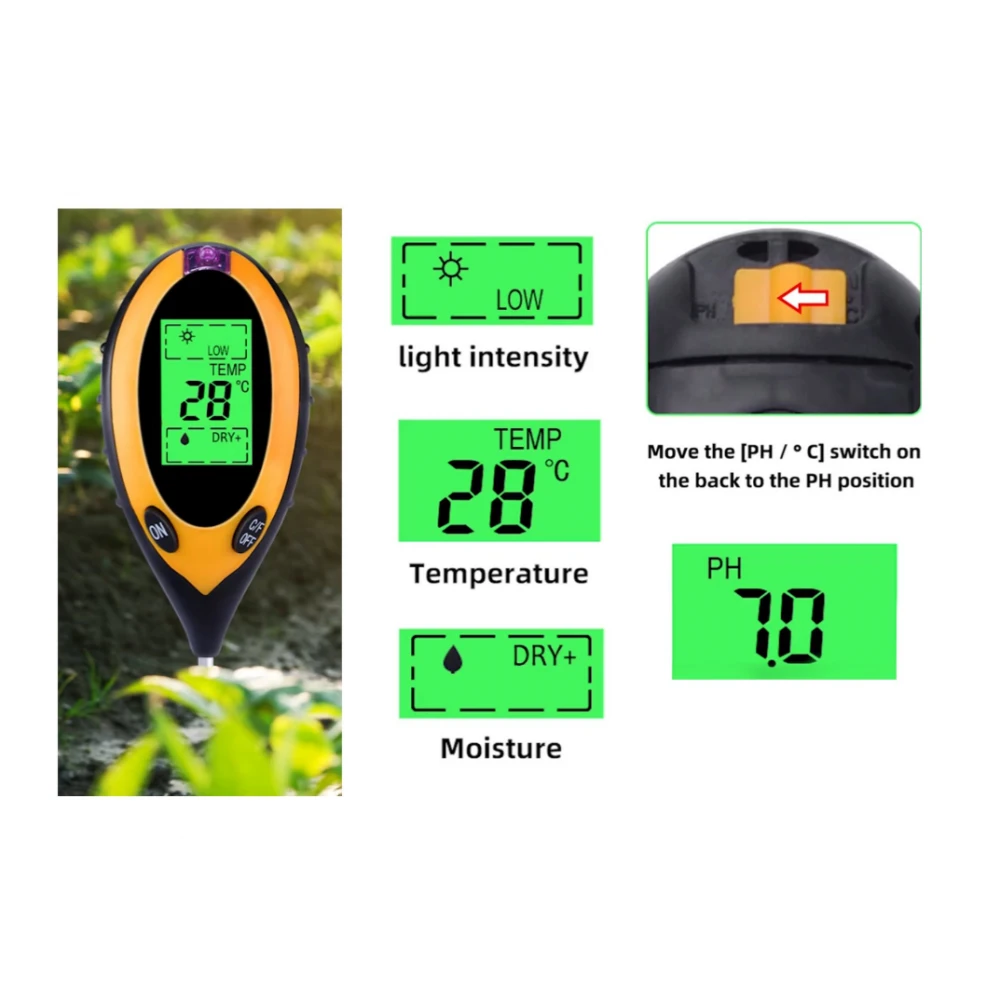 Киселинометър - pH метър за почва, температура и осветление GEKO G73195