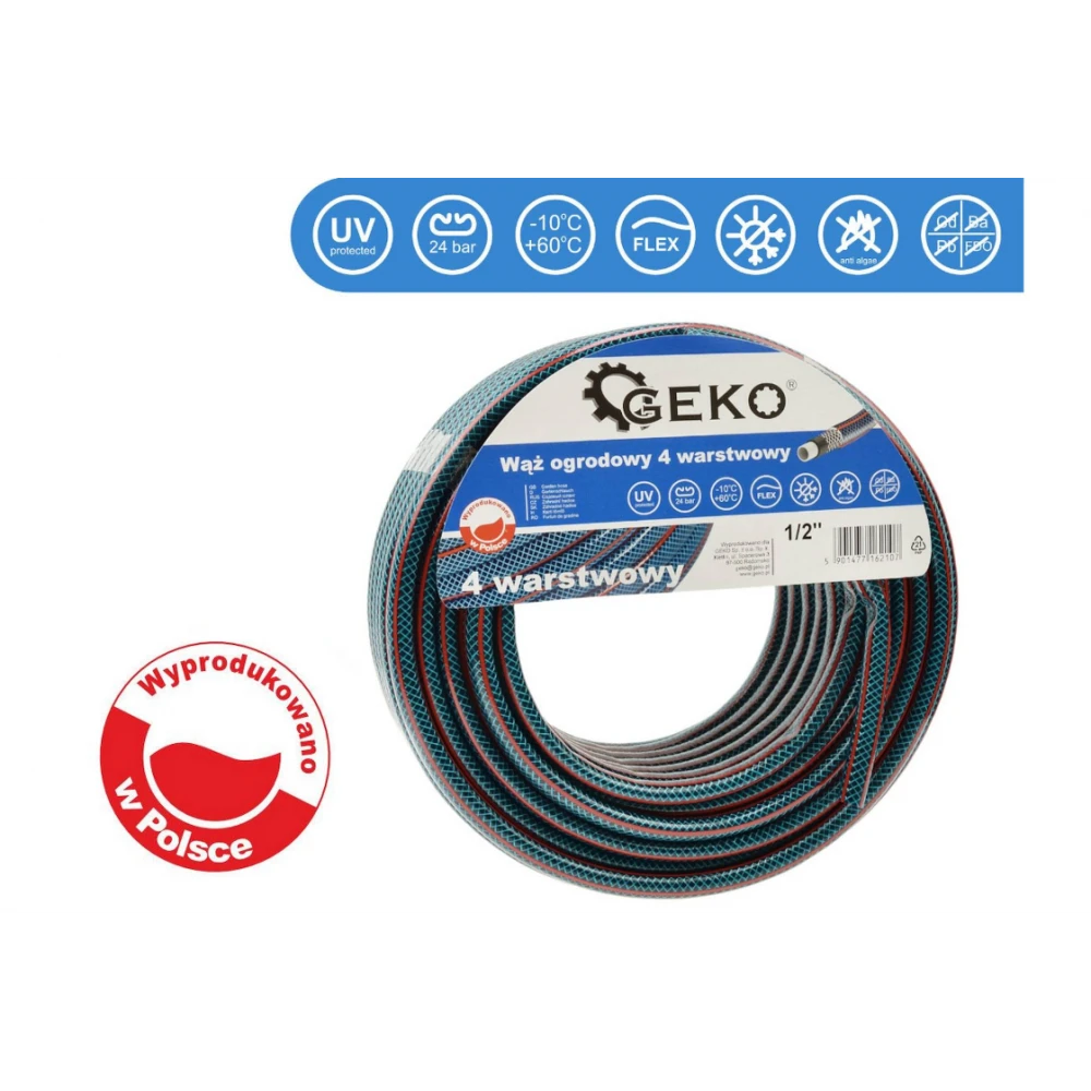 Градински маркуч 4-слоен 1/2" 20 м GEKO G73782