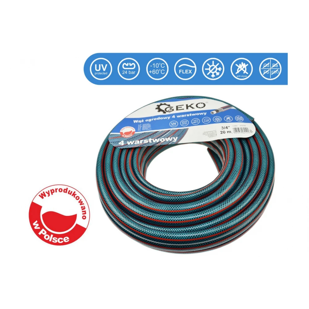 Градински маркуч 4-слоен 3/4" 20 м GEKO G73786