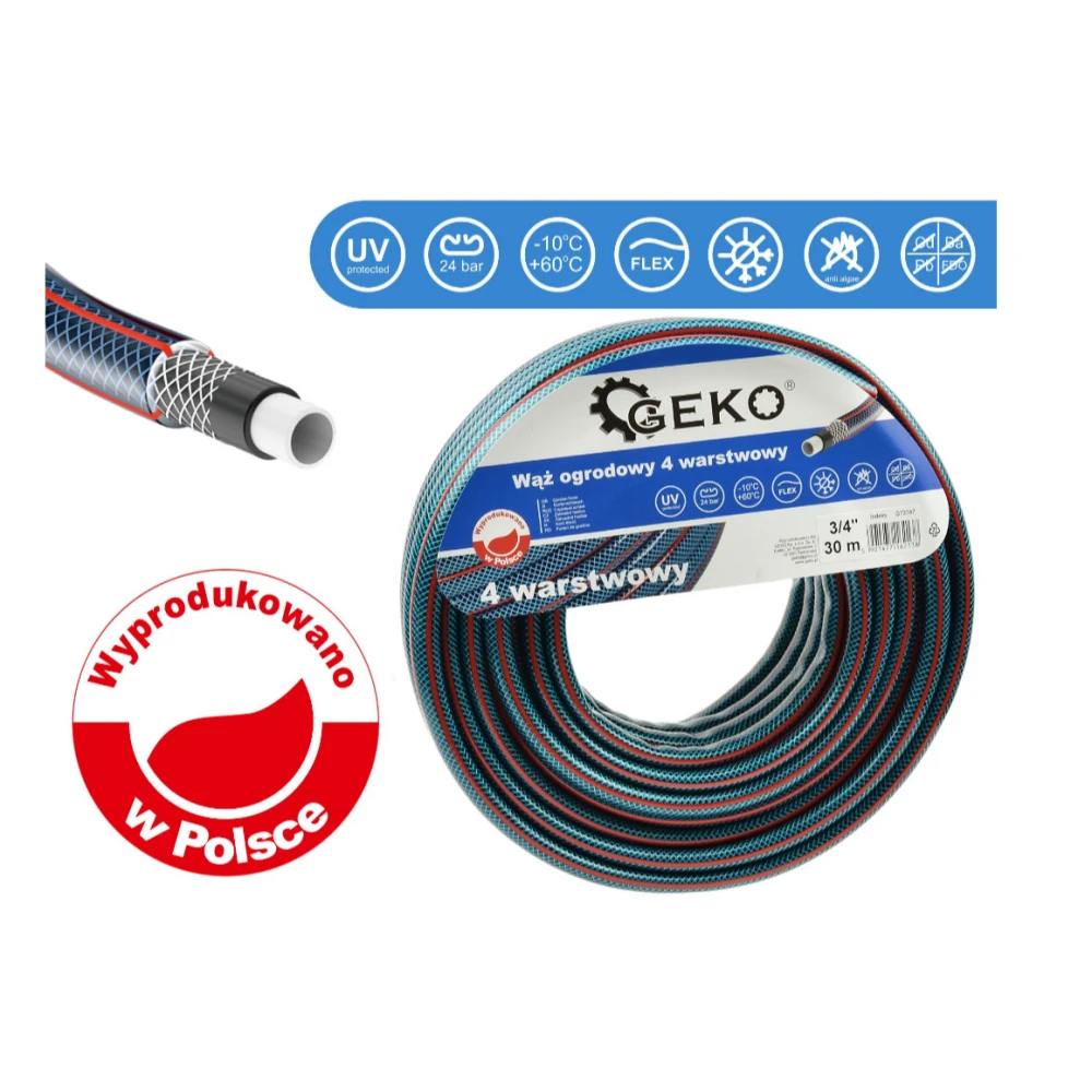 Градински маркуч 4-слоен 3/4" 30 метра GEKO G73787