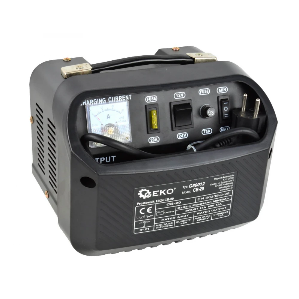 Зарядно за акумулатори / кола 12/24V CB-20 - GEKO G80012