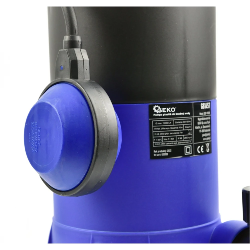 Потопяема помпа за мръсна вода с поплавък - 1100 W - GEKO G81457