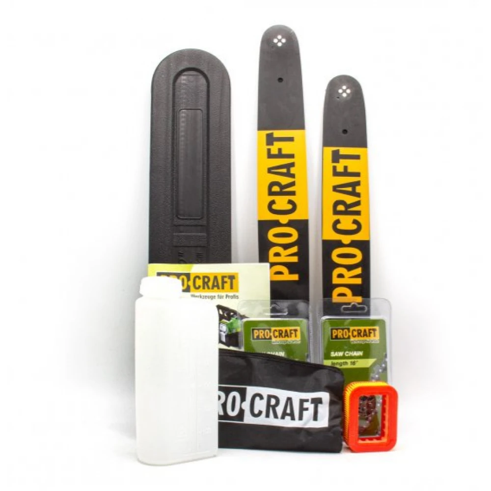 GS-52P PROCRAFT Бензинов трион, 49.3 cm³, 11 500 об./мин., 2 шини, 2 вериги (40 и 45 см)