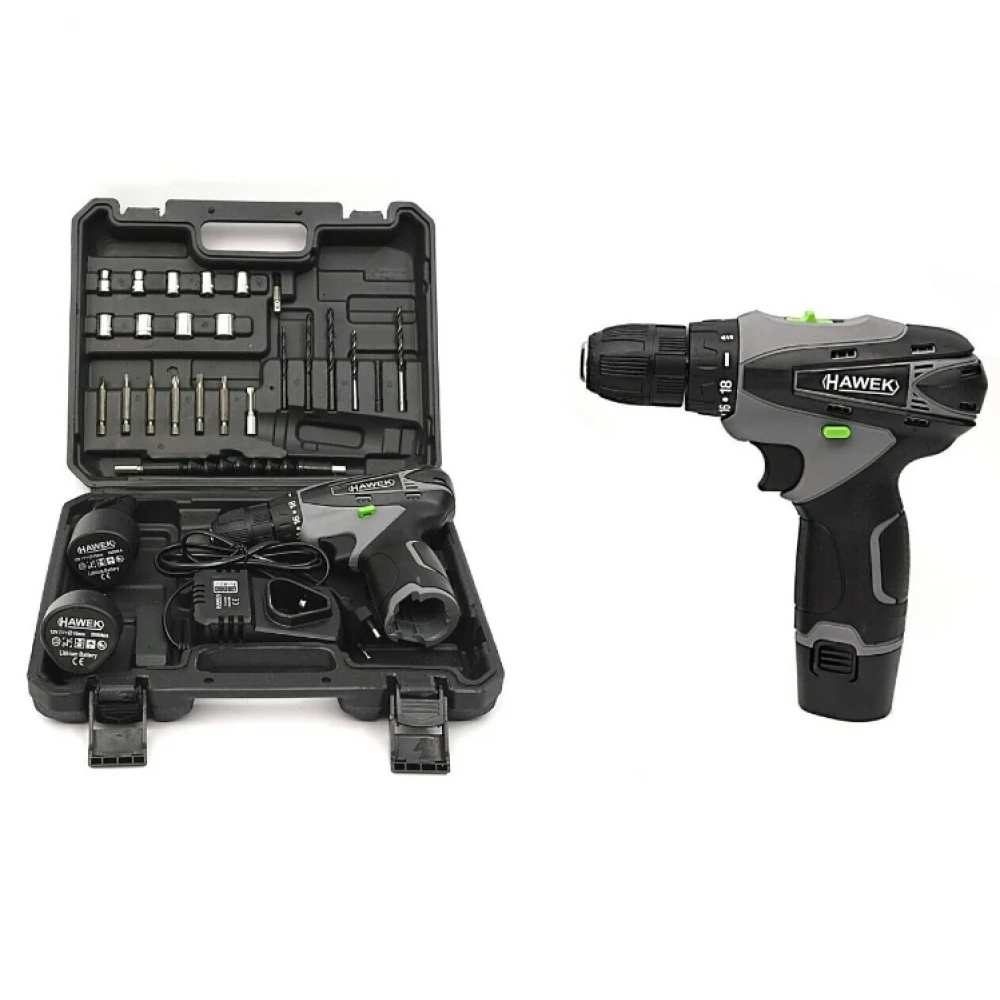 Акумулаторен винтоверт с вложки и удължение, 12V - HW-2025