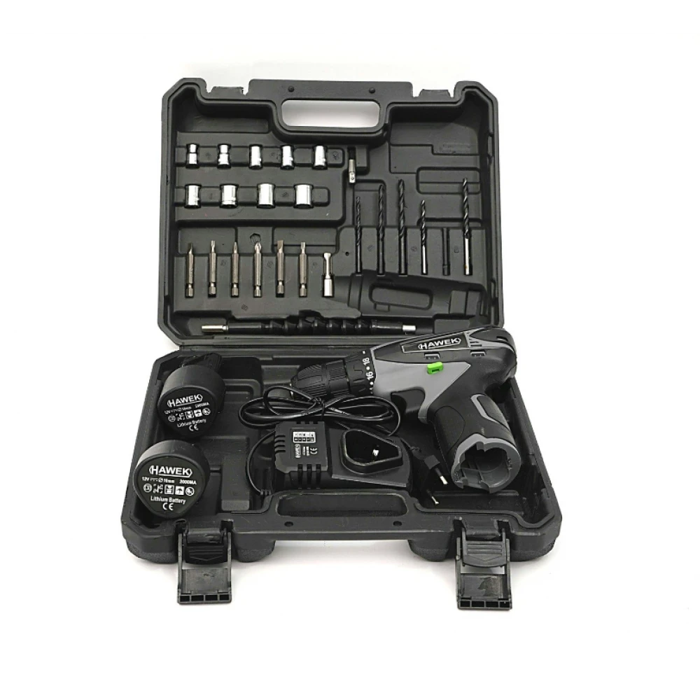 Акумулаторен винтоверт с вложки и удължение, 12V - HW-2025