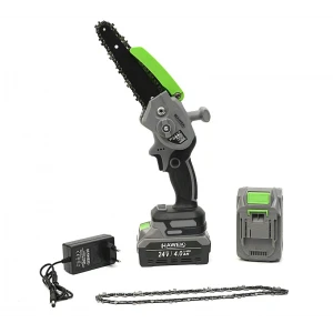 Акумулаторен мини верижен трион, 24V, 4Ah с 15 см шина - HW-2026