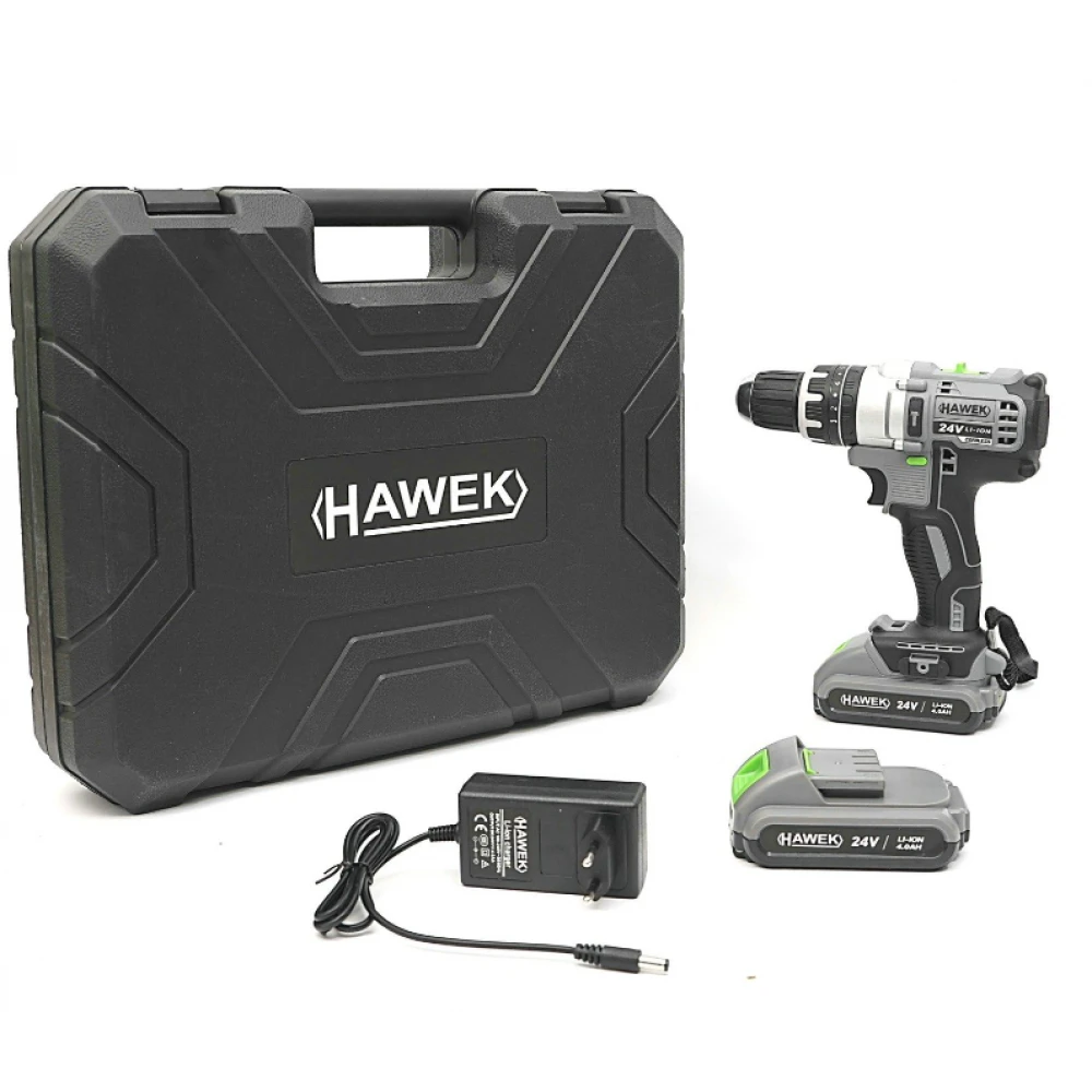 Акумулаторен ударен винтоверт, 24V, с инструменти и 2 батерии - HW-2029