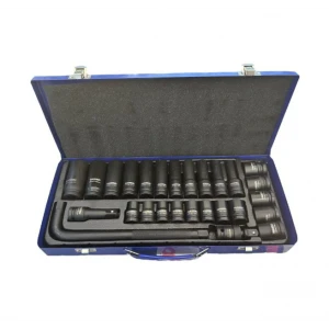 Комплект с ударни вложки, 27 части, 1/2“, CR–V в метален куфар - HW-2044