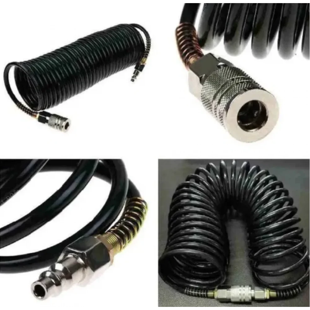 Полиуретанов спирален маркуч за въздух с бързи връзки, 10 м / 10 х 14 мм - HW-2069