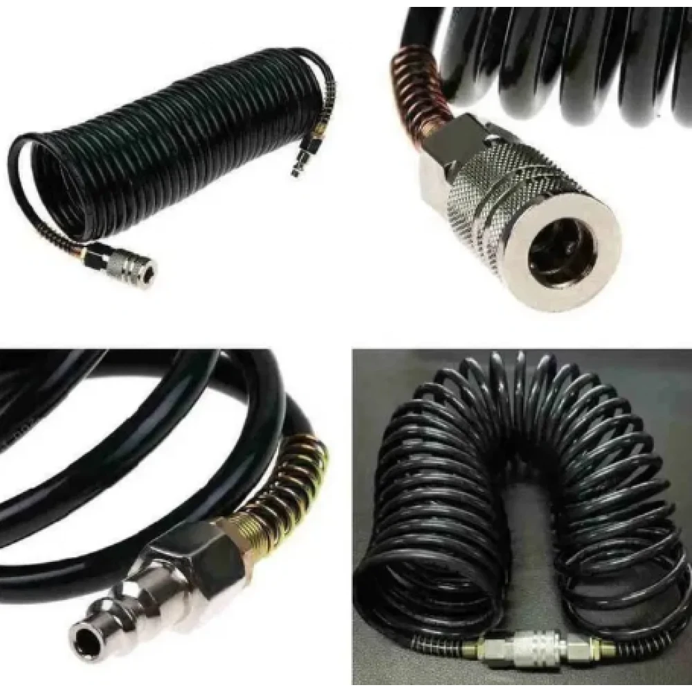 Полиуретанов спирален маркуч за въздух с бързи връзки, 15 м / 8 х 12 мм - HW-2073