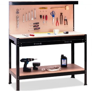 Работна маса със стена за инструменти и чекмедже, 120 х 60 х 155 см - HW-2078