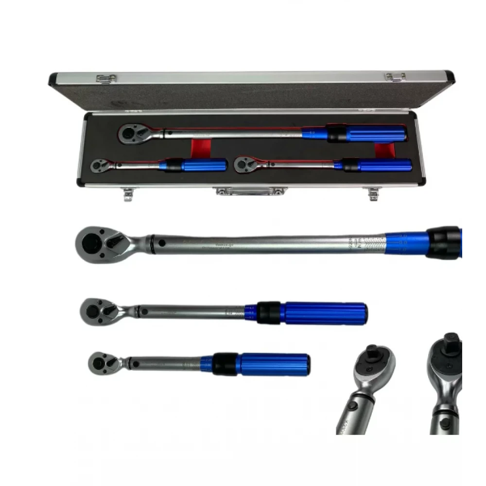 Комплект динамометрични ключове 3 части 1/4'', 3/8'' и 1/2'' в метален куфар - HW-2094