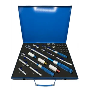 Професионален комплект динамометрични ключове 32 части 1/4, 3/8 и 1/2 със заключване на дръжката - HW-2106