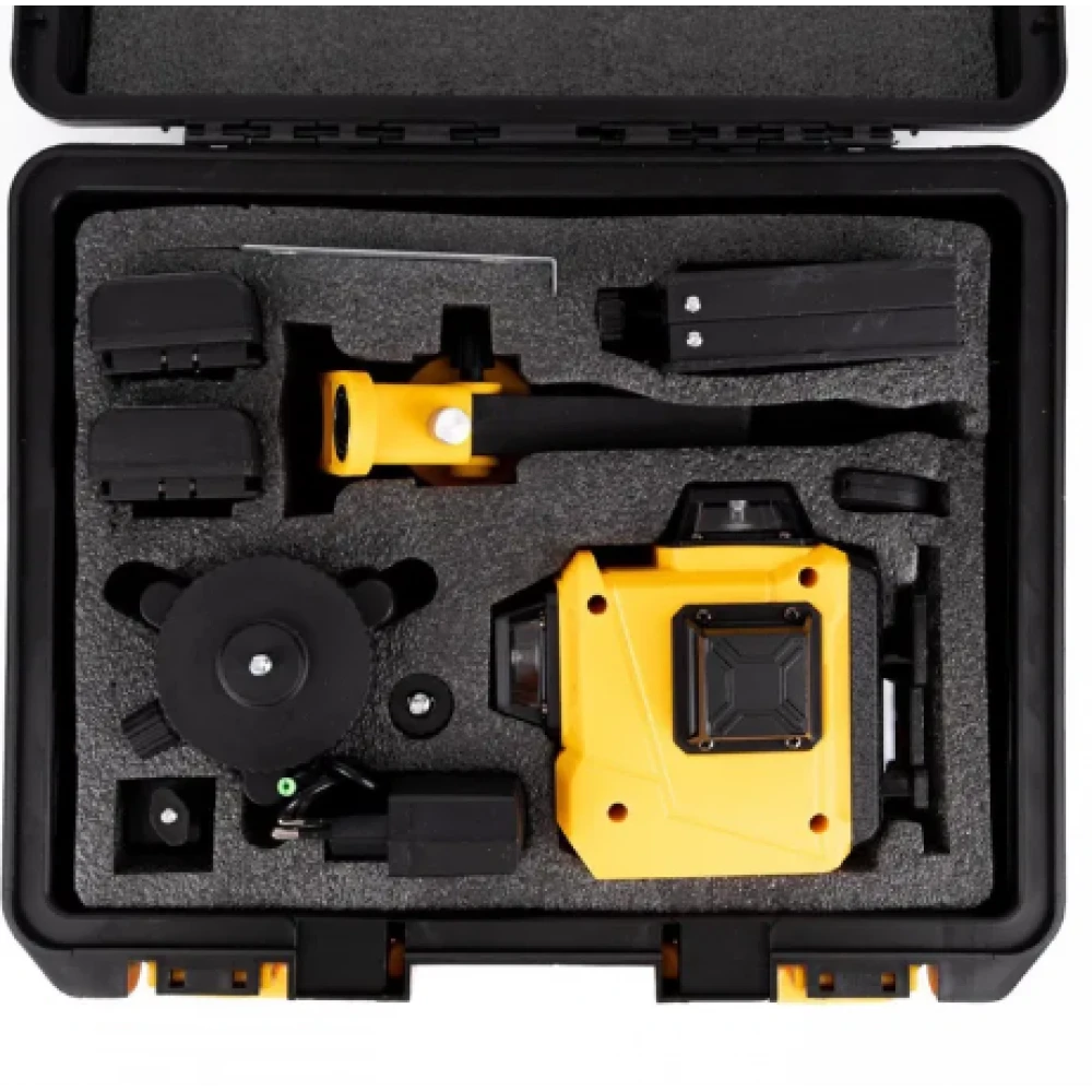 4D лазерен нивелир с 16 линии (четири точков), самонивелиращ се, със зелен лазер - HW-2117