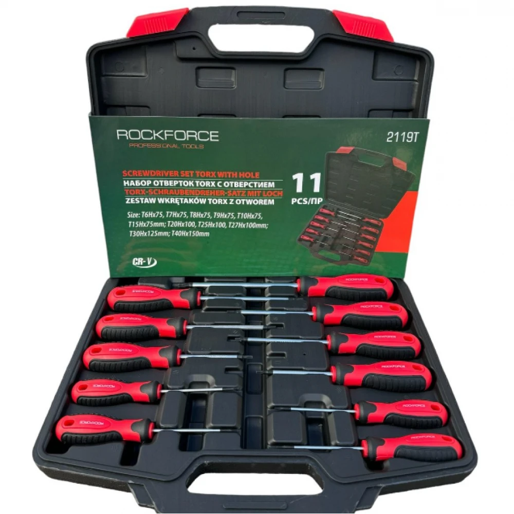 Комплект отвертки торкс с отвор, 11 части - HW-2273