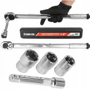 Динамометричен ключ 1/2″, 28 – 210 Nm + комплект вложки (17, 19, 21 мм) + удължител 125 мм - HW-2335