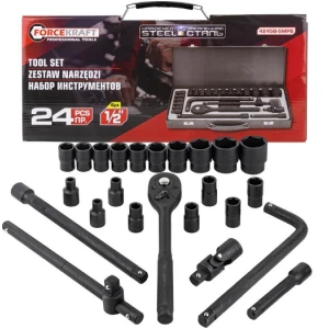 Гедоре с ударни вложки 24 части, 1/2'' до 32 мм - HW-2538