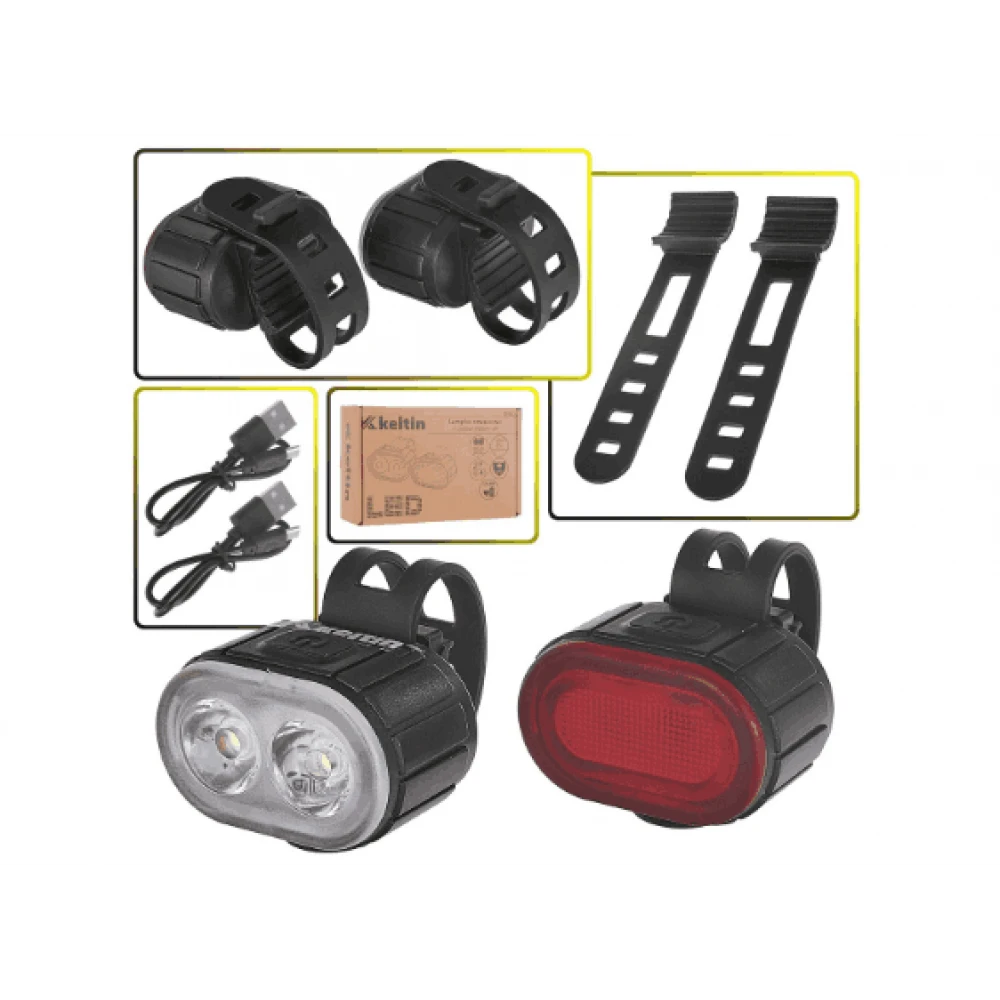 Акумулаторна велосипедна лампа / фенер предна + задна K02312
