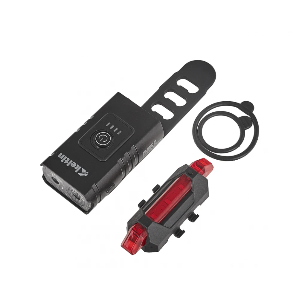 Комплект водоустойчиви светлини за велосипед, преден комплект (800lm/900mAh) + заден комплект (120lm/120mAh) - K02313