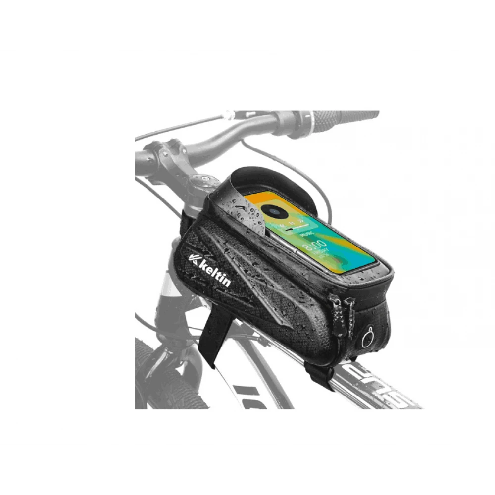 Водоустойчива чанта за велосипедна рамка с велкро и държач за телефон - K02324