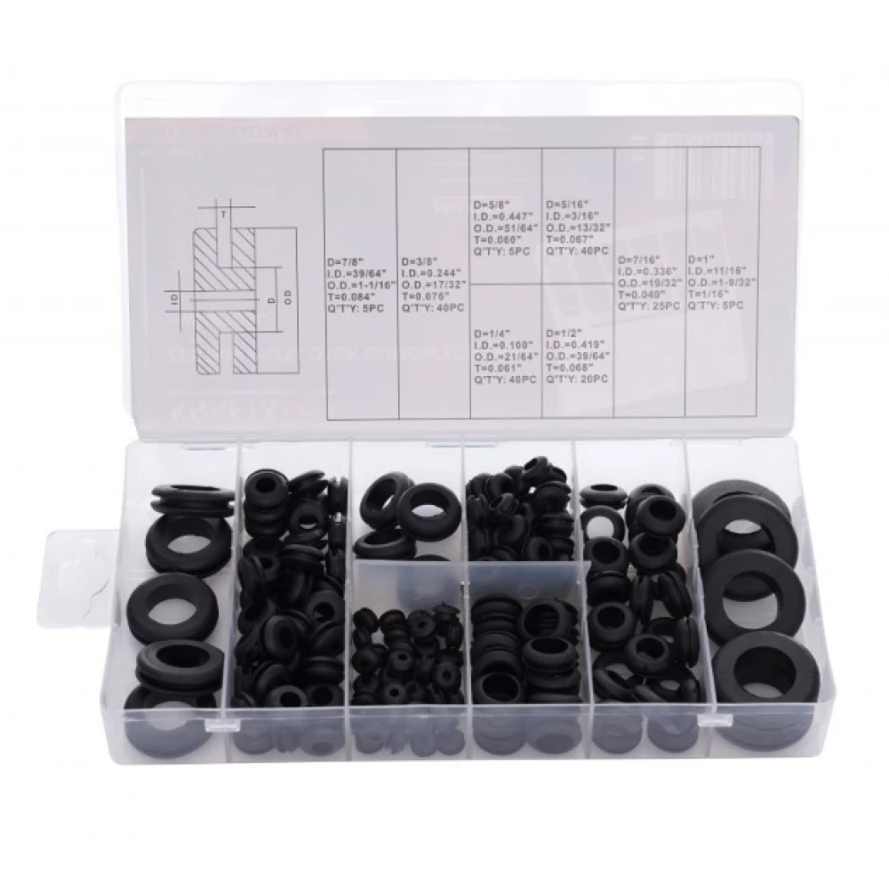 Гумени уплътнители за окабеляване, 180 бр. - KD10485