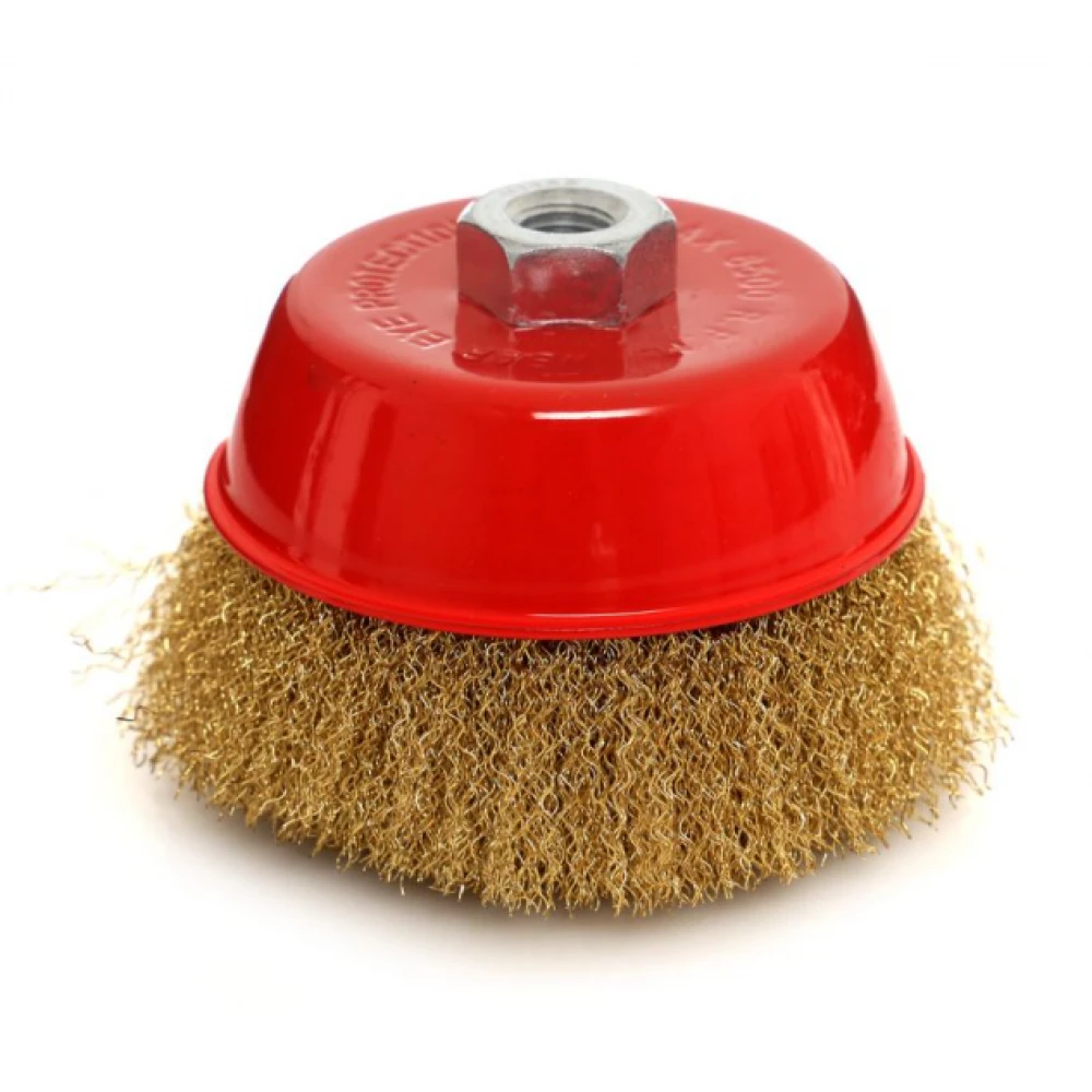 Месингова предна четка за почистване на заварки и др., M14, 125 мм - KD10975