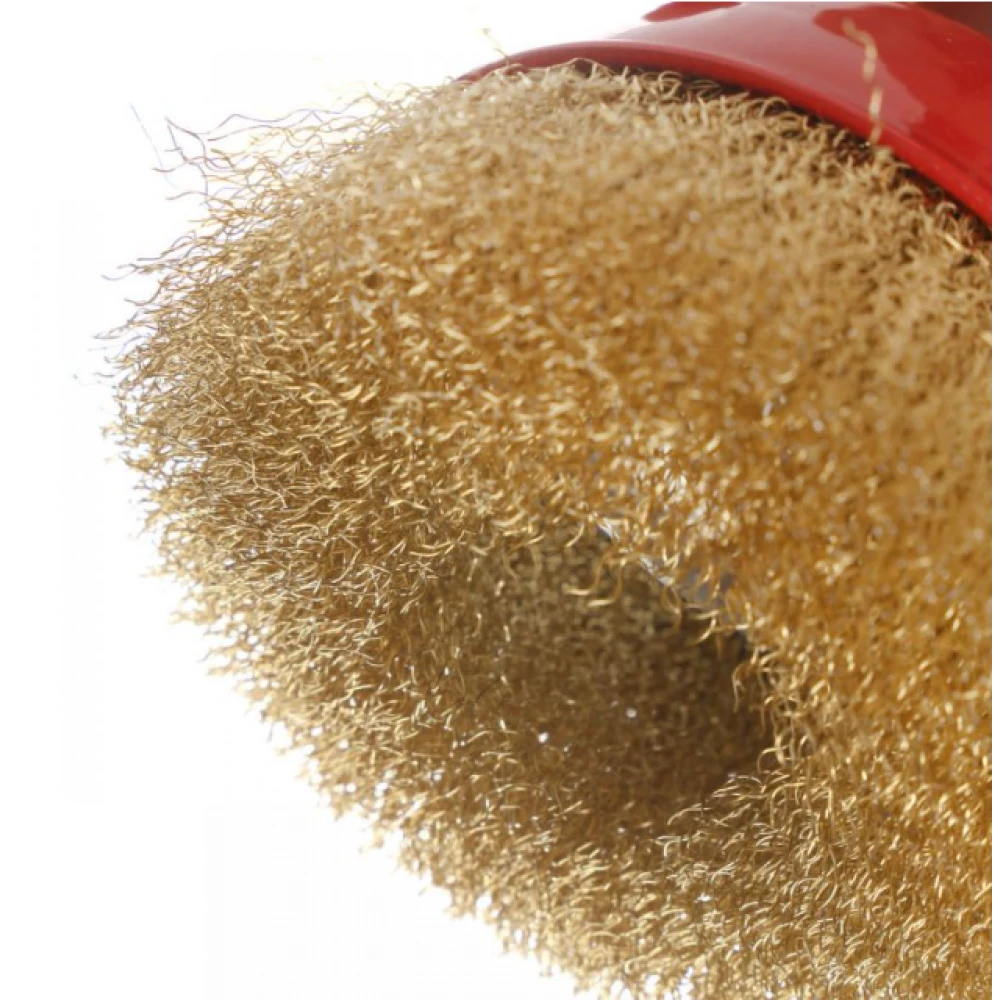 Месингова предна четка за почистване на заварки и др., M14, 125 мм - KD10975