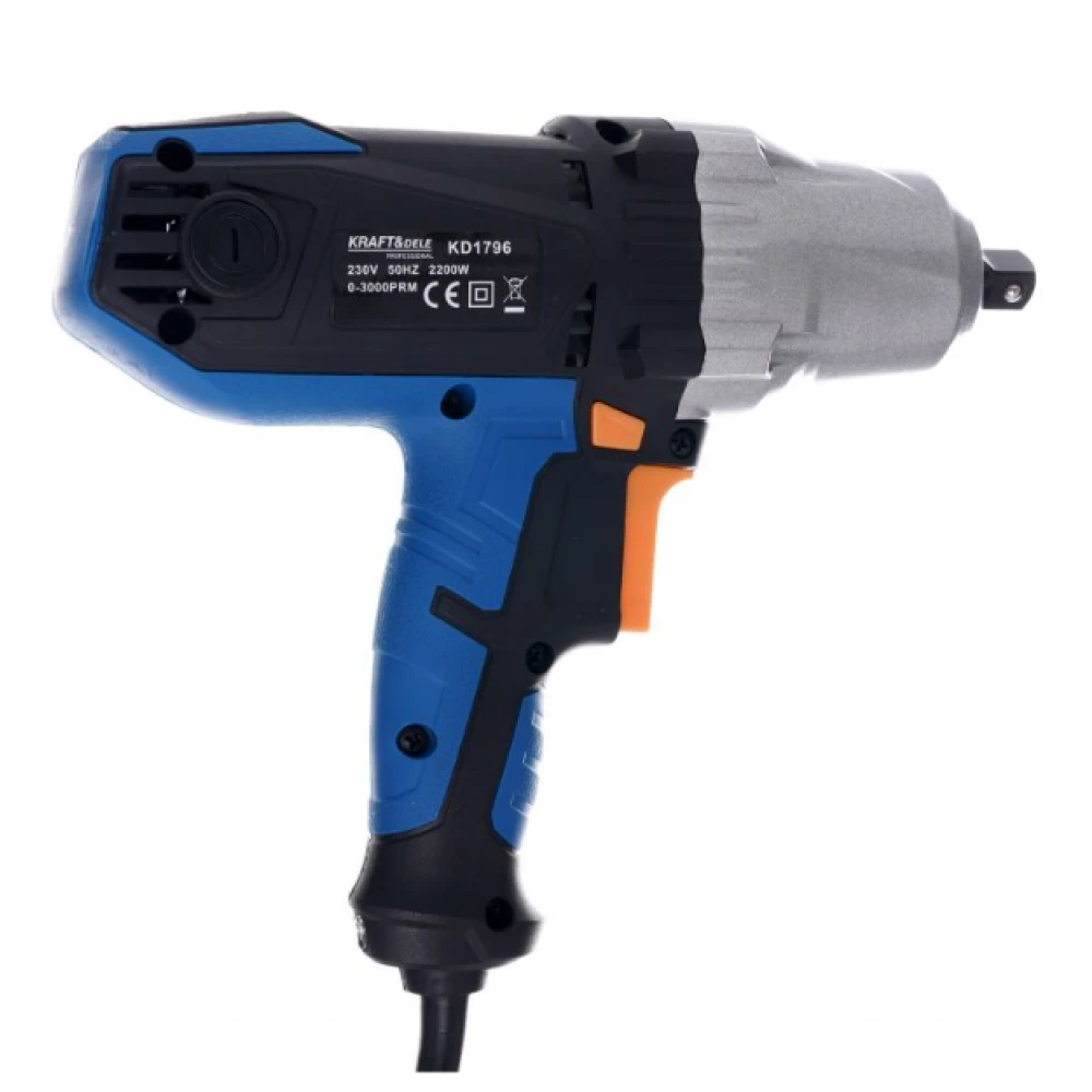 Електрически ударен гайковерт + калъф + накрайници 1/2", 2200W - KD1796