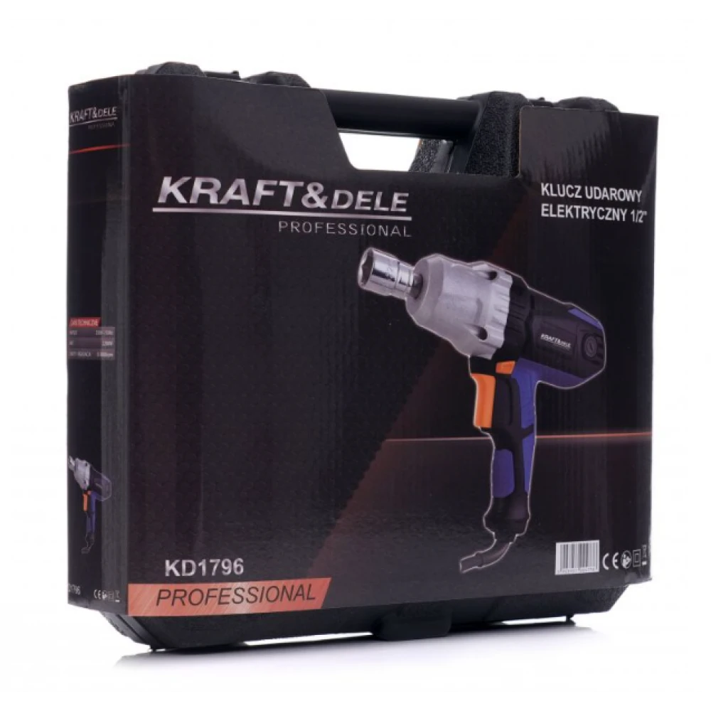 Електрически ударен гайковерт + калъф + накрайници 1/2", 2200W - KD1796
