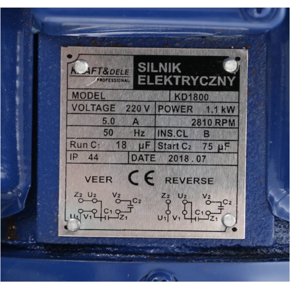 Електрически двигател, 1.1KW, 220V - KD1800