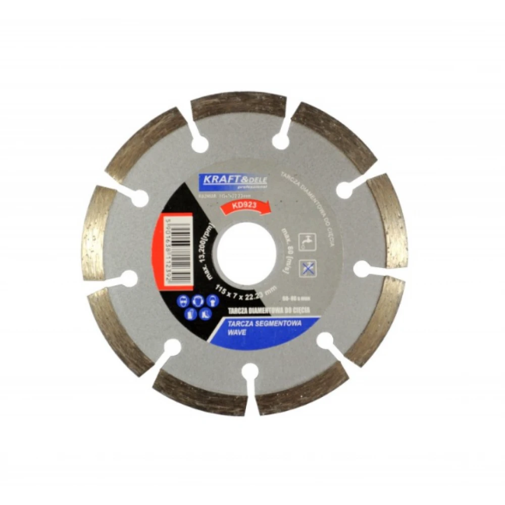 Сегментен режещ диск за сухо и мокро рязане, 115 x 7 x 22,23 мм - KD923