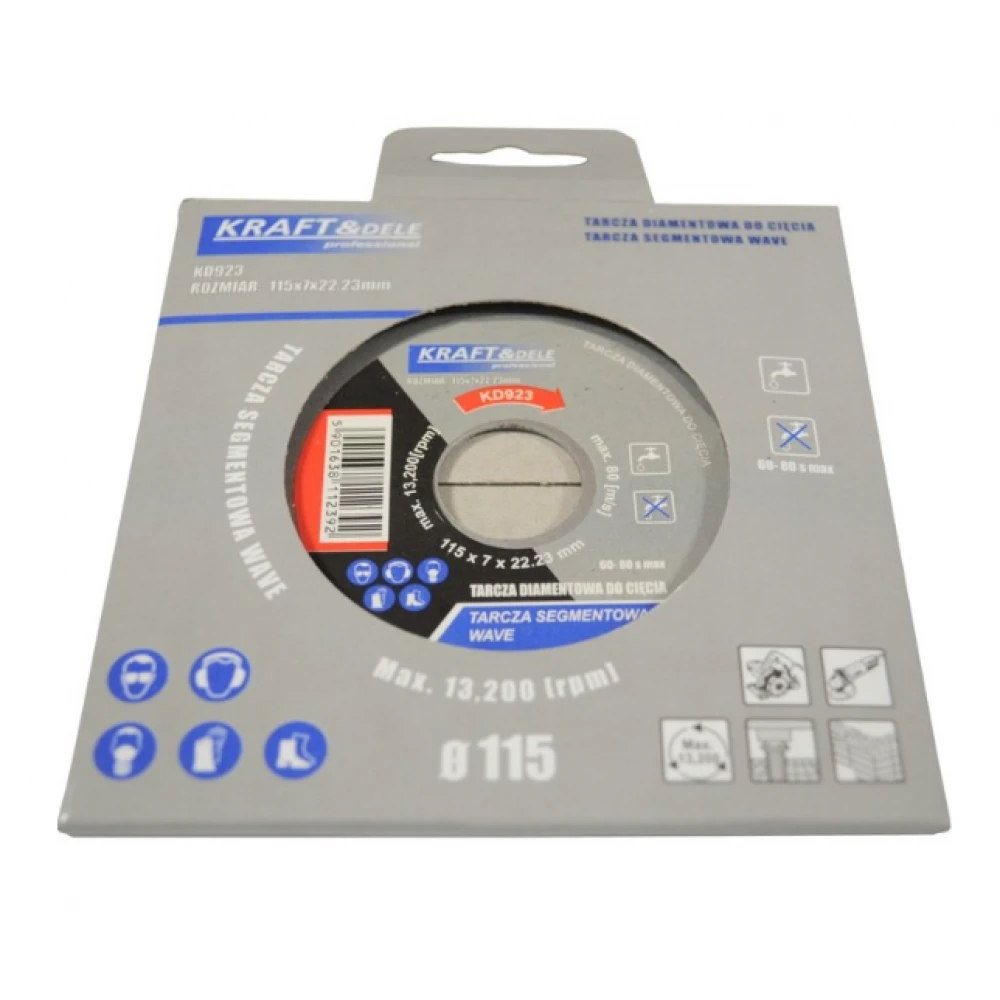 Сегментен режещ диск за сухо и мокро рязане, 115 x 7 x 22,23 мм - KD923