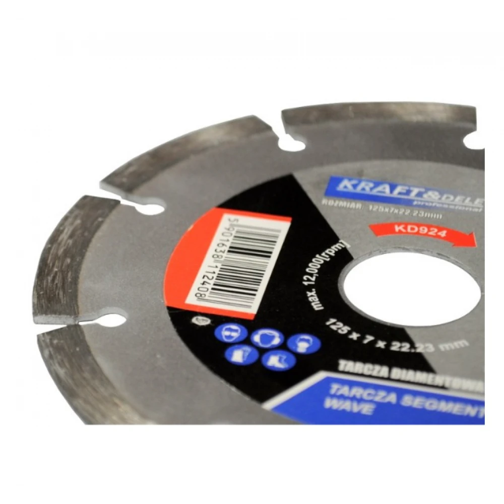 Сегментен режещ диск за сухо и мокро рязане, 125 x 7 x 22.23 мм - KD924