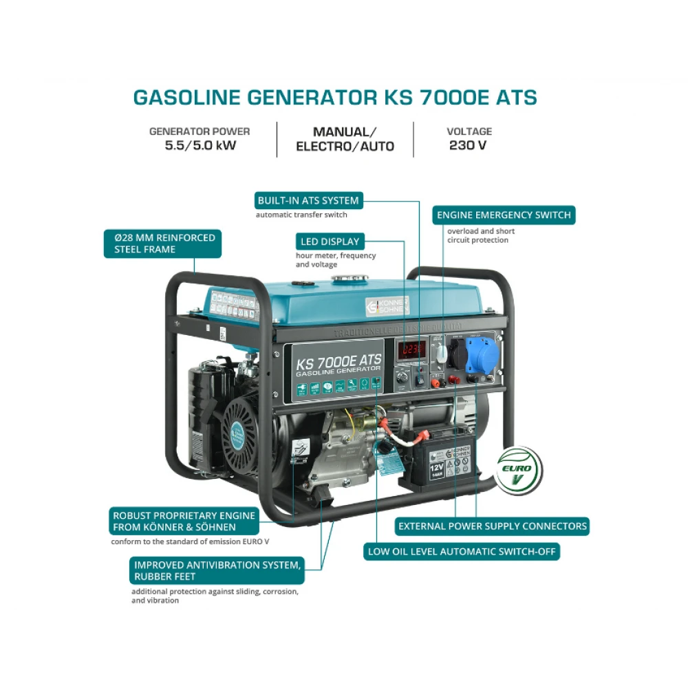 Бензинов генератор - Könner & Söhnen KS 7000E ATS